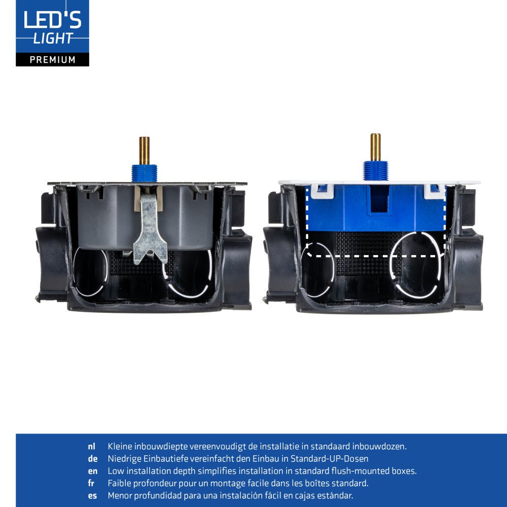 LED's Light Led Dimmer Inbouw – Universele Dimmer Geschikt voor Alle Led Verlichting - 250W - Traploos dimmen - Fase-Afsnijding & Fase-Aansnijding LED.nl