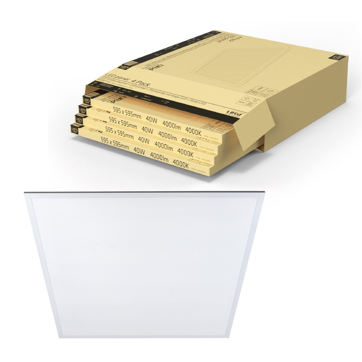LED's Light LED Paneel 595x595mm - Vierkant - Koel wit (4000K) - 4000 Lumen - 40W Panelen LED.nl