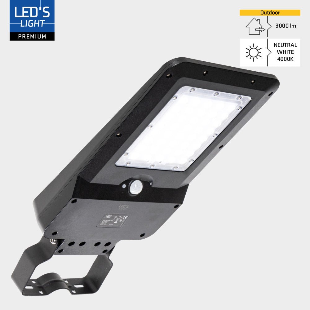 LED's Light LED Solar buitenstraatverlichting straatverlichting Lantaarnpaal 3000 lm 4000 K – Zwart Schijnwerpers LED.nl