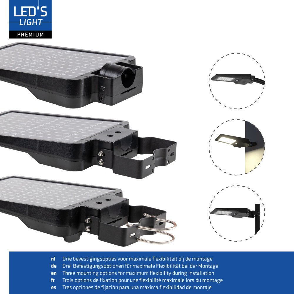 LED's Light LED Solar buitenstraatverlichting straatverlichting Lantaarnpaal 3000 lm 4000 K – Zwart Schijnwerpers LED.nl