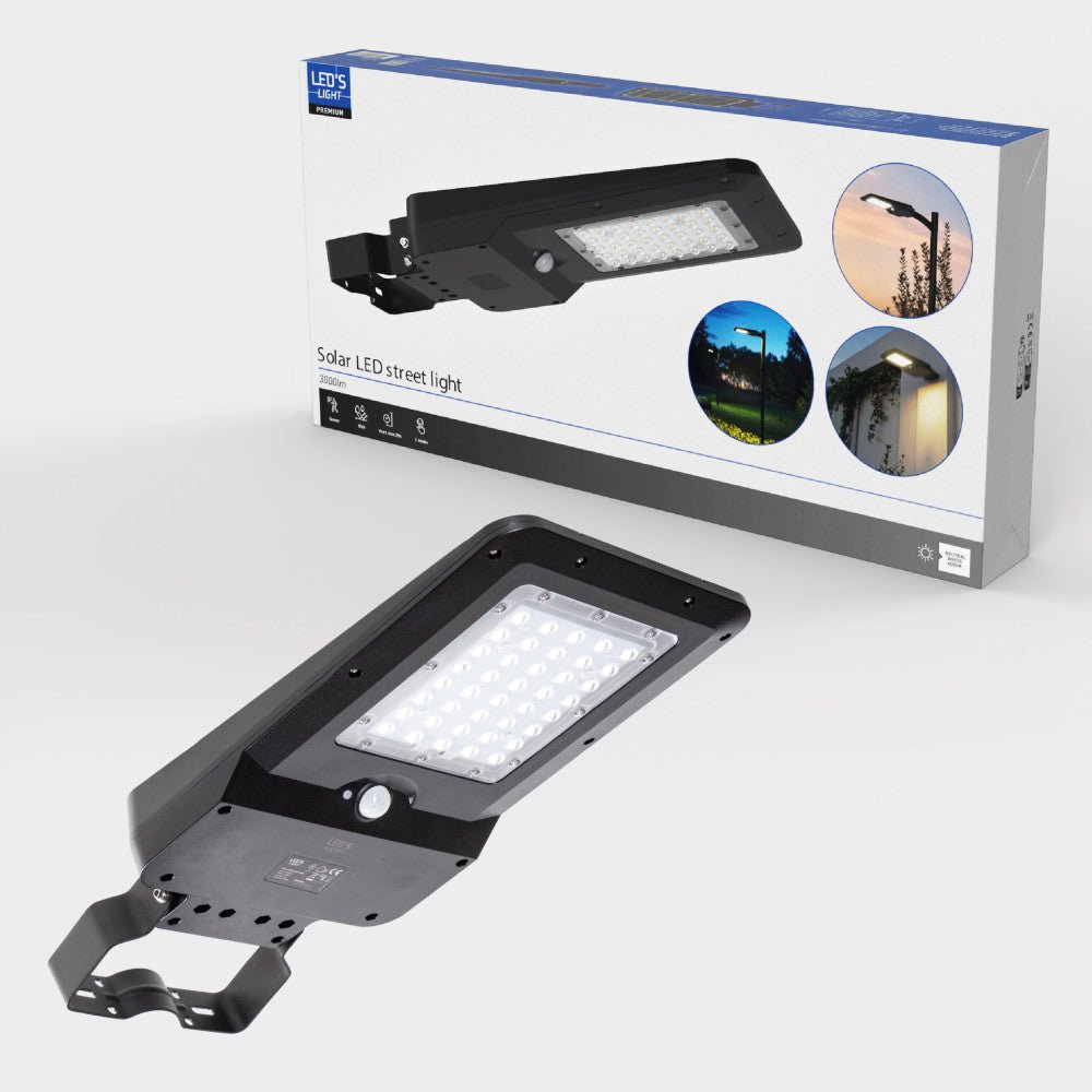LED's Light LED Solar buitenstraatverlichting straatverlichting Lantaarnpaal 3000 lm 4000 K – Zwart Schijnwerpers LED.nl