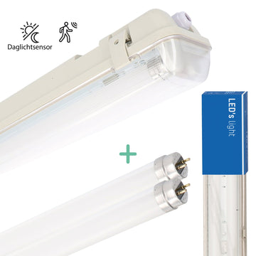 LED-Leuchtstoffröhre mit Sensor – inkl. Doppelröhre (2 x 14 W), 120 cm, 4000 K, Bewegungs- und Nachtsensor – wasserdicht – 150 lm/W - LED.de