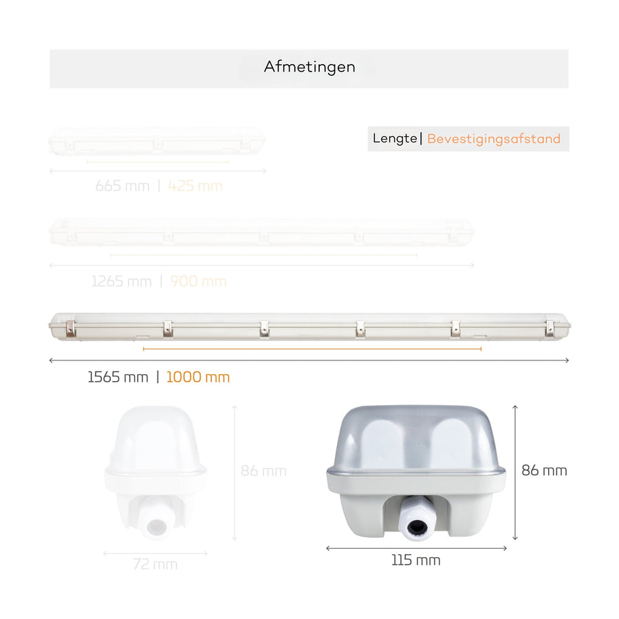 LED's Light LED TL dubbel armatuur 150 cm - warm wit licht 4000K - Compleet met 2 LED TL buizen 150 cm - 4600lm TL verlichting LED.nl