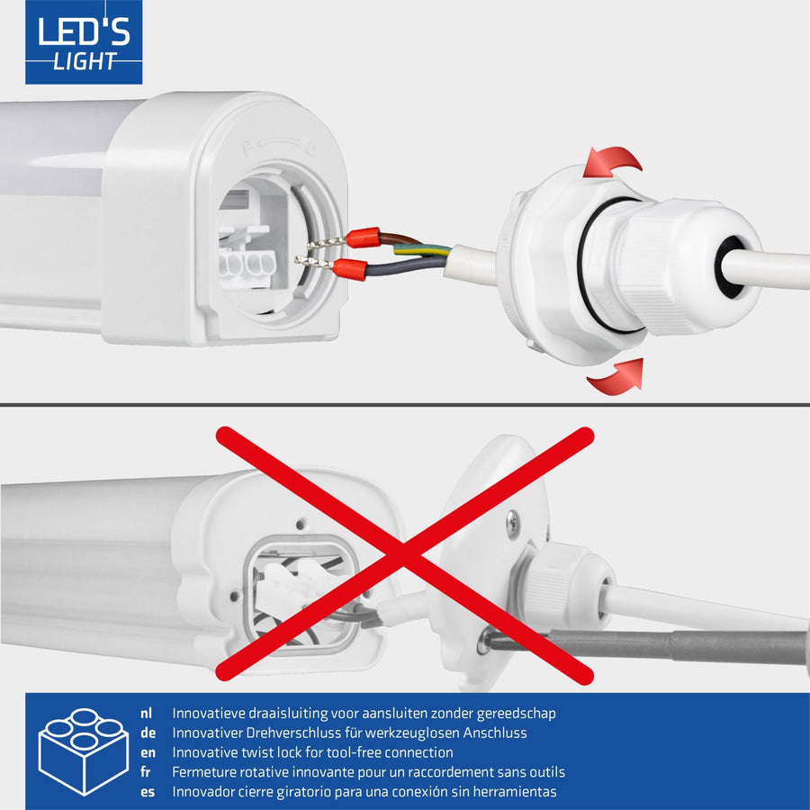 4 PACK - LED's Light LED TL lamp compleet - Koppelbaar tot 10 lampen - Waterdicht - 36W, 120cm, 4320lm 4000K - IP65 IK08 TL verlichting LED.nl