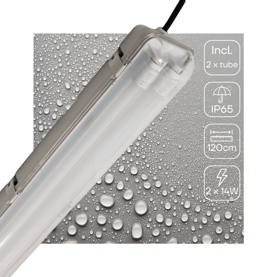 LED's Light LED TL Armatuur licht balk met sensor - incl Dubbele buis 2x14W 120cm 4000K Bewegingssensor en nachtsensor - Waterdicht - 150lm/w TL verlichting LED.nl