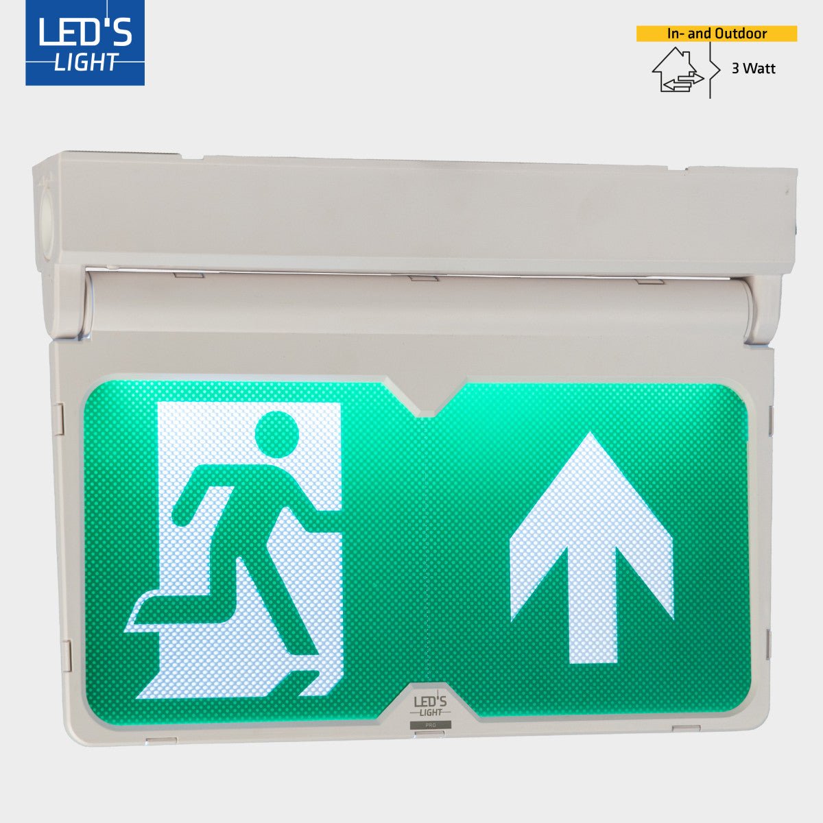 LED's Light - Noodverlichting - Nooduitgang bord met verlichting op accu - Draadloos en oplaadbaar - Pijl draaibaar - LED.nl