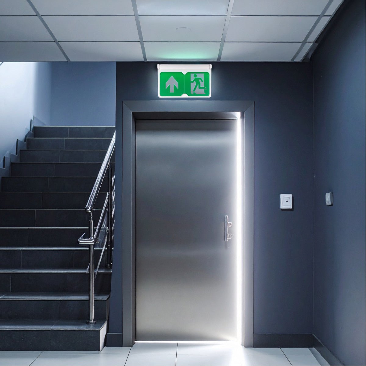 LED's Light - Noodverlichting - Nooduitgang bord met verlichting op accu - Draadloos en oplaadbaar - Pijl draaibaar - LED.nl