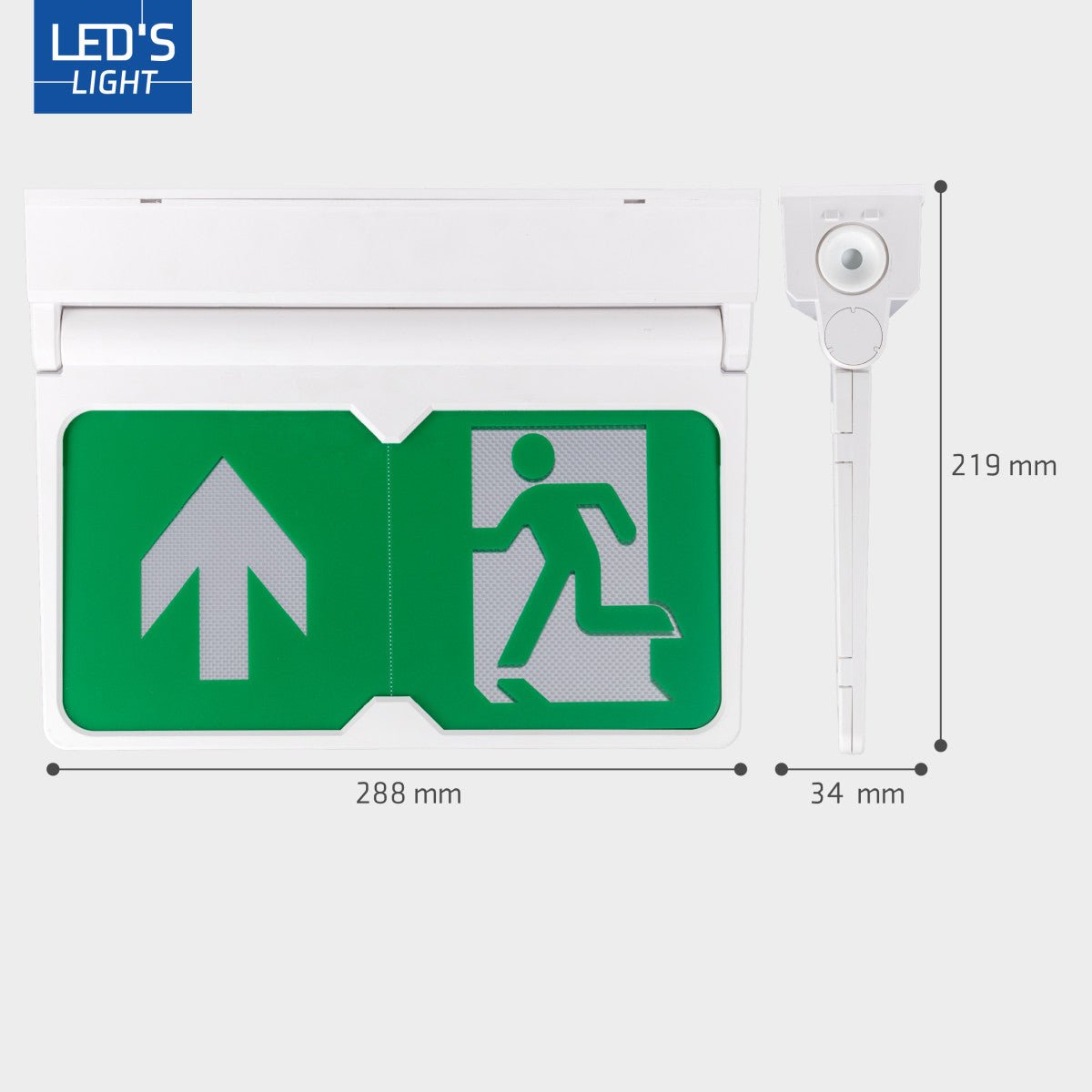 LED's Light - Noodverlichting - Nooduitgang bord met verlichting op accu - Draadloos en oplaadbaar - Pijl draaibaar - LED.nl