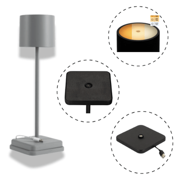 Wiederaufladbare LED-Tischleuchte – Dimmbar per Berührung – Für den Innen- und Außenbereich – Grau - LED.de