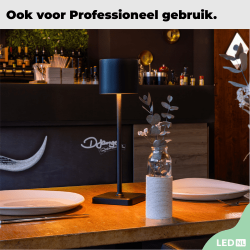 LED's Light Oplaadbare LED Tafellamp - Dimbaar via aanraking - Binnen en buiten - Zwart Tafellampen LED.nl