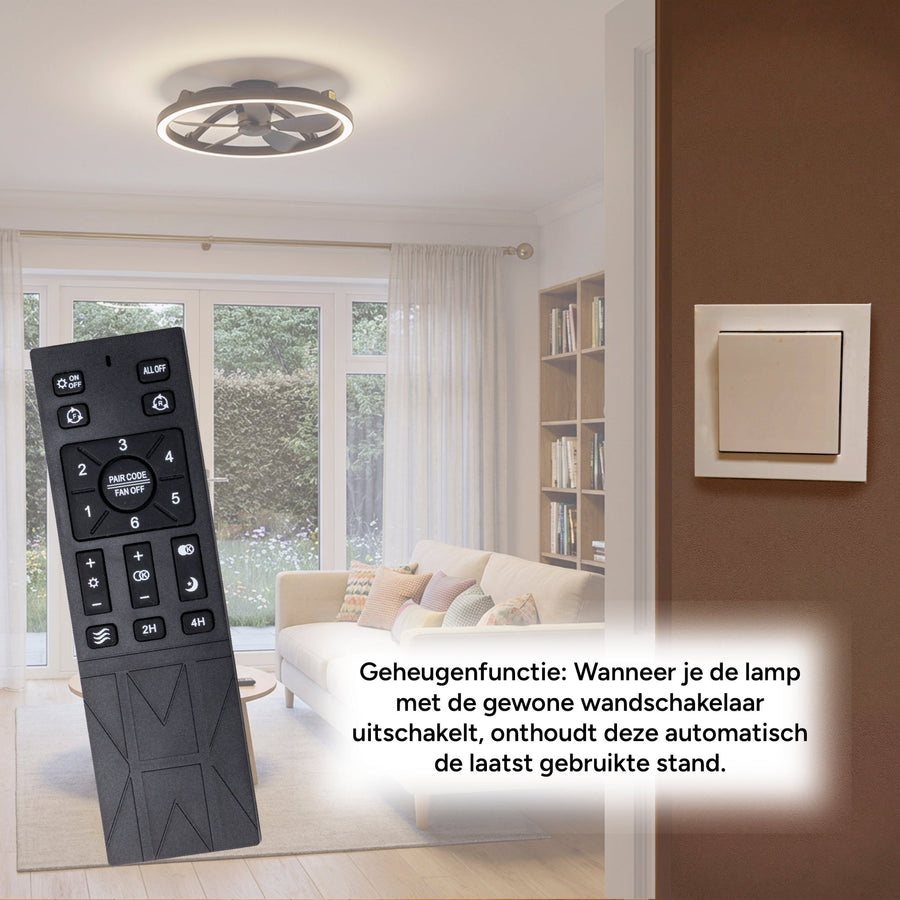 LED's Light Plafond ventilator met lamp Zwart 61,3cm - 27W - 2500lm - Verstelbare kleurtemperatuur - Dimbaar - Incl afstandbediening Plafondventilatoren LED.nl