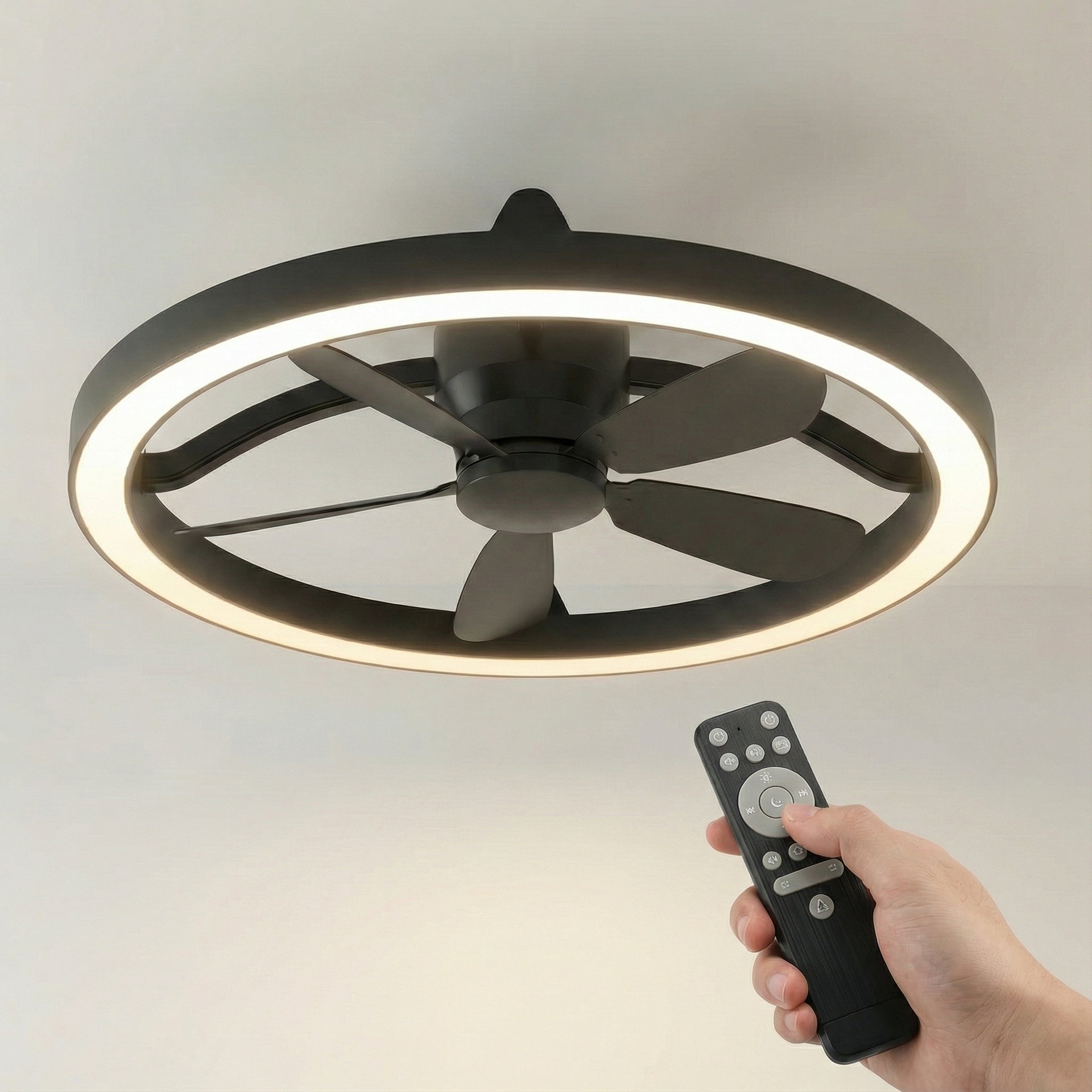 LED's Light Plafond ventilator met lamp Zwart 61,3cm - 27W - 2500lm - Verstelbare kleurtemperatuur - Dimbaar - Incl afstandbediening - LED.nl