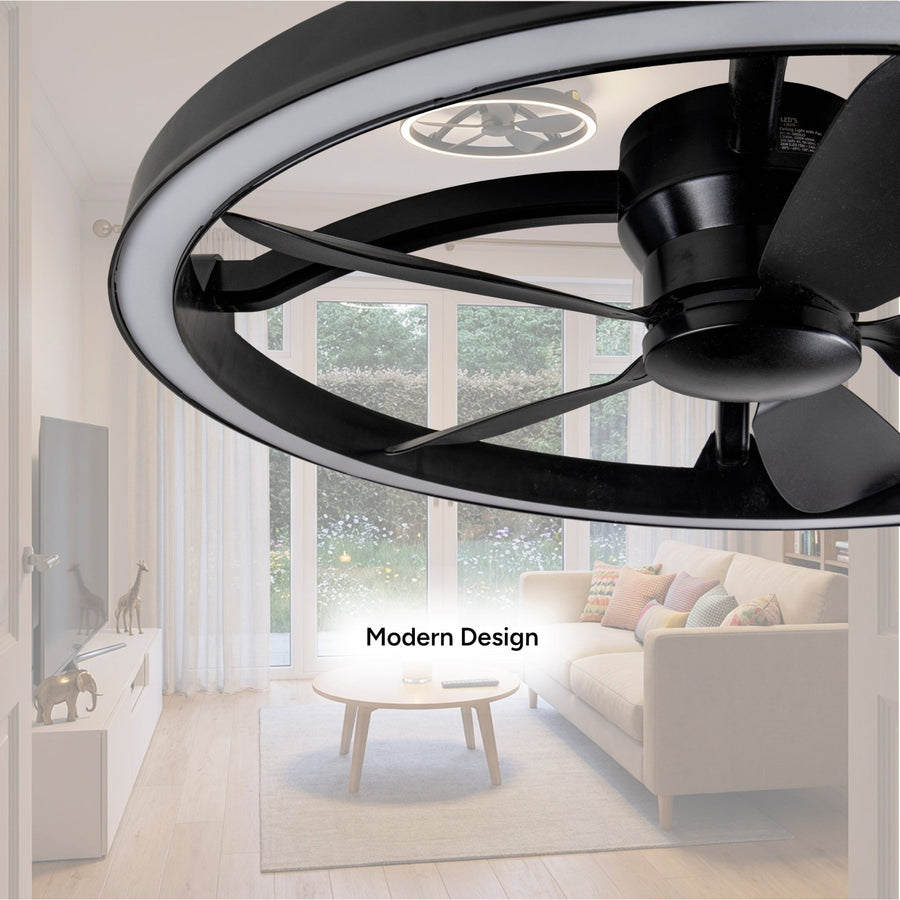 LED's Light Plafond ventilator met lamp Zwart 61,3cm - 27W - 2500lm - Verstelbare kleurtemperatuur - Dimbaar - Incl afstandbediening Plafondventilatoren LED.nl