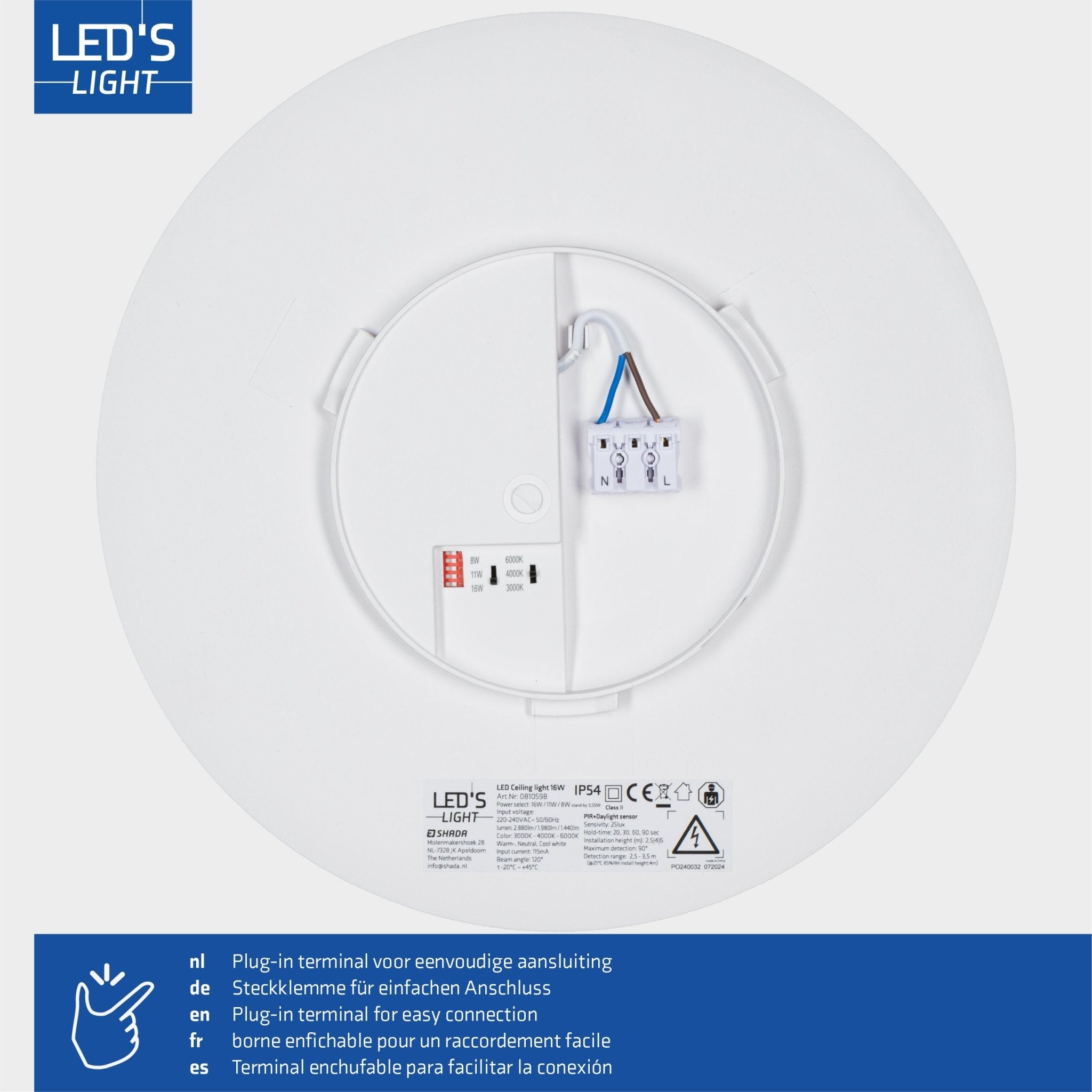 LED's light Plafondlamp met bewegingssensor en schemersensor - dimbaar in 6 standen - IP54 - 30 cm - LED.nl