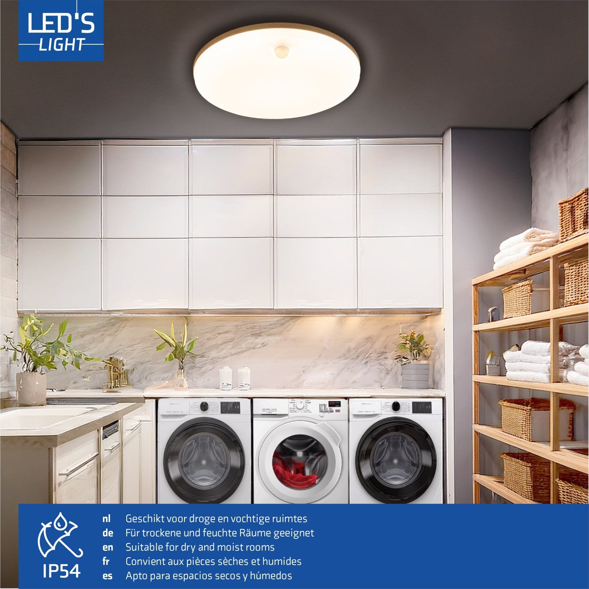 LED's light Plafondlamp met bewegingssensor en schemersensor - dimbaar in 6 standen - IP54 - 30 cm - LED.nl