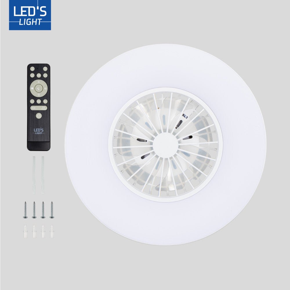 LED's Light Plafondlamp met ventilator RGB - 39W 3300lm 2700K/6500K/RGB - Ø485mm IP20 - Dimbaar Plafondventilatoren LED.nl