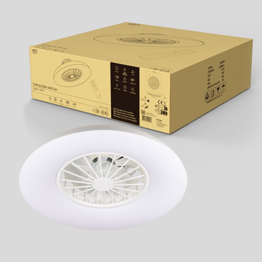 LED's Light Plafondlamp met ventilator RGB - 39W 3300lm 2700K/6500K/RGB - Ø485mm IP20 - Dimbaar Plafondventilatoren LED.nl