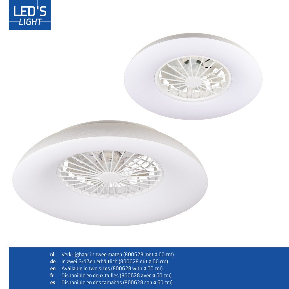 LED's Light Plafondlamp met ventilator RGB - 39W 3300lm 2700K/6500K/RGB - Ø485mm IP20 - Dimbaar Plafondventilatoren LED.nl