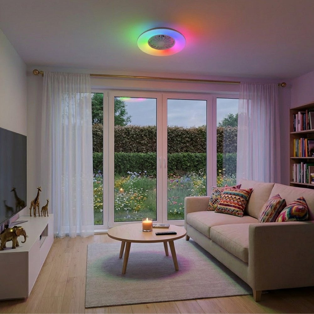 LED's Light Plafondlamp met ventilator RGB - 39W 3300lm 2700K/6500K/RGB - Ø485mm IP20 - Dimbaar Plafondventilatoren LED.nl