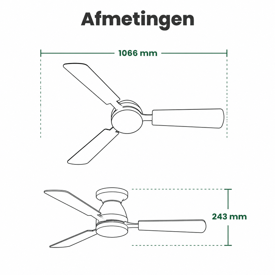 LED's Light Plafondventilator met lamp 106cm 2in1 Hout/Zwart 53W 2200lm 1800K/4000K Plafondventilatoren LED.nl