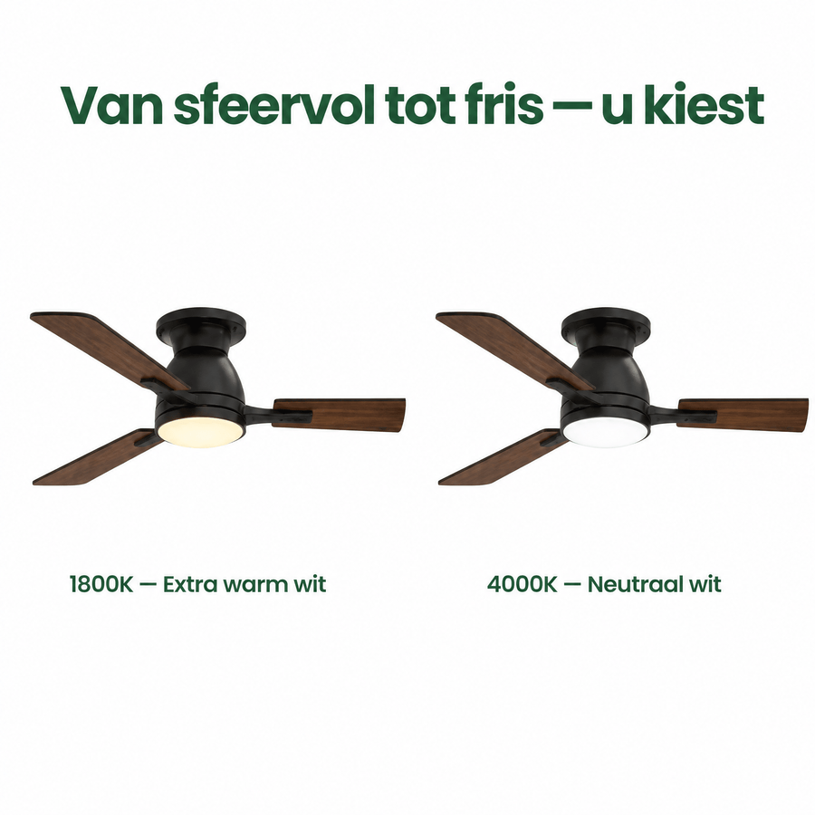 LED's Light Plafondventilator met lamp 106cm 2in1 Hout/Zwart 53W 2200lm 1800K/4000K Plafondventilatoren LED.nl