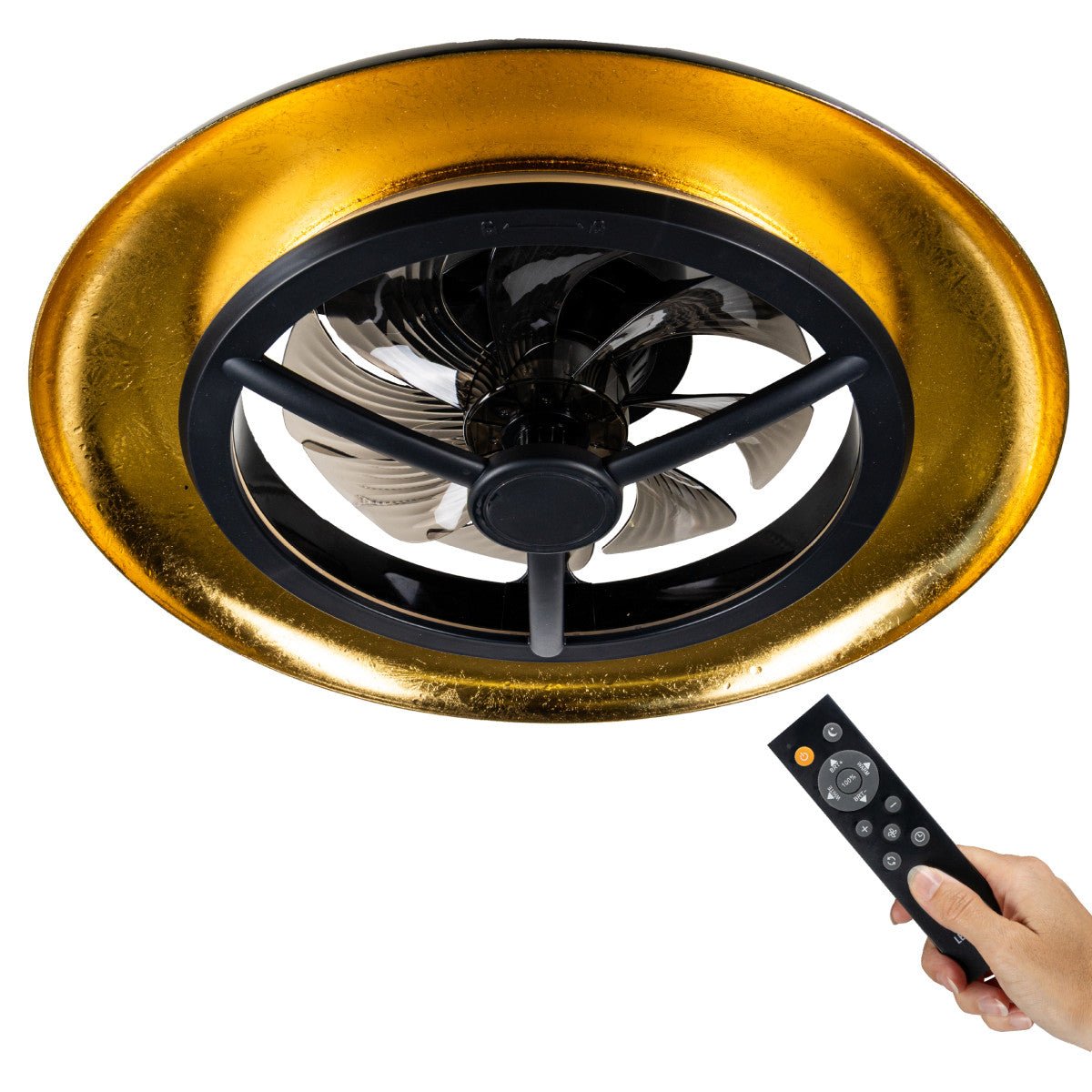 LED's Light Plafondventilator met lamp Goud met Zwart 55W 4300lm 1800K/4000K 55cm Plafondventilatoren LED.nl