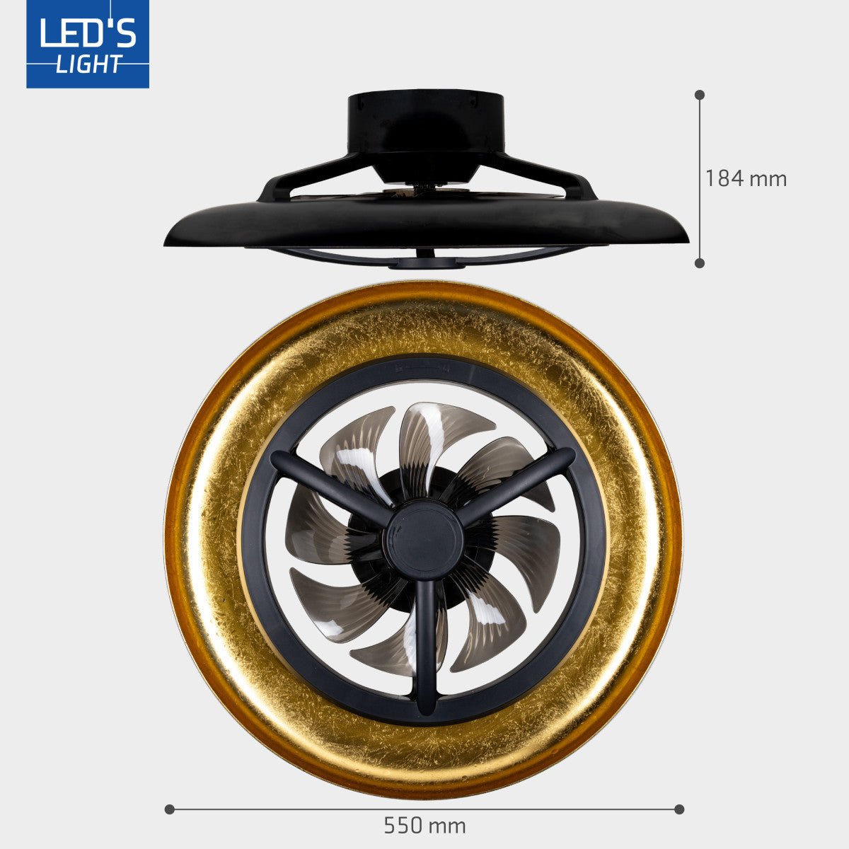 LED's Light Plafondventilator met lamp Goud met Zwart 55W 4300lm 1800K/4000K 55cm Plafondventilatoren LED.nl