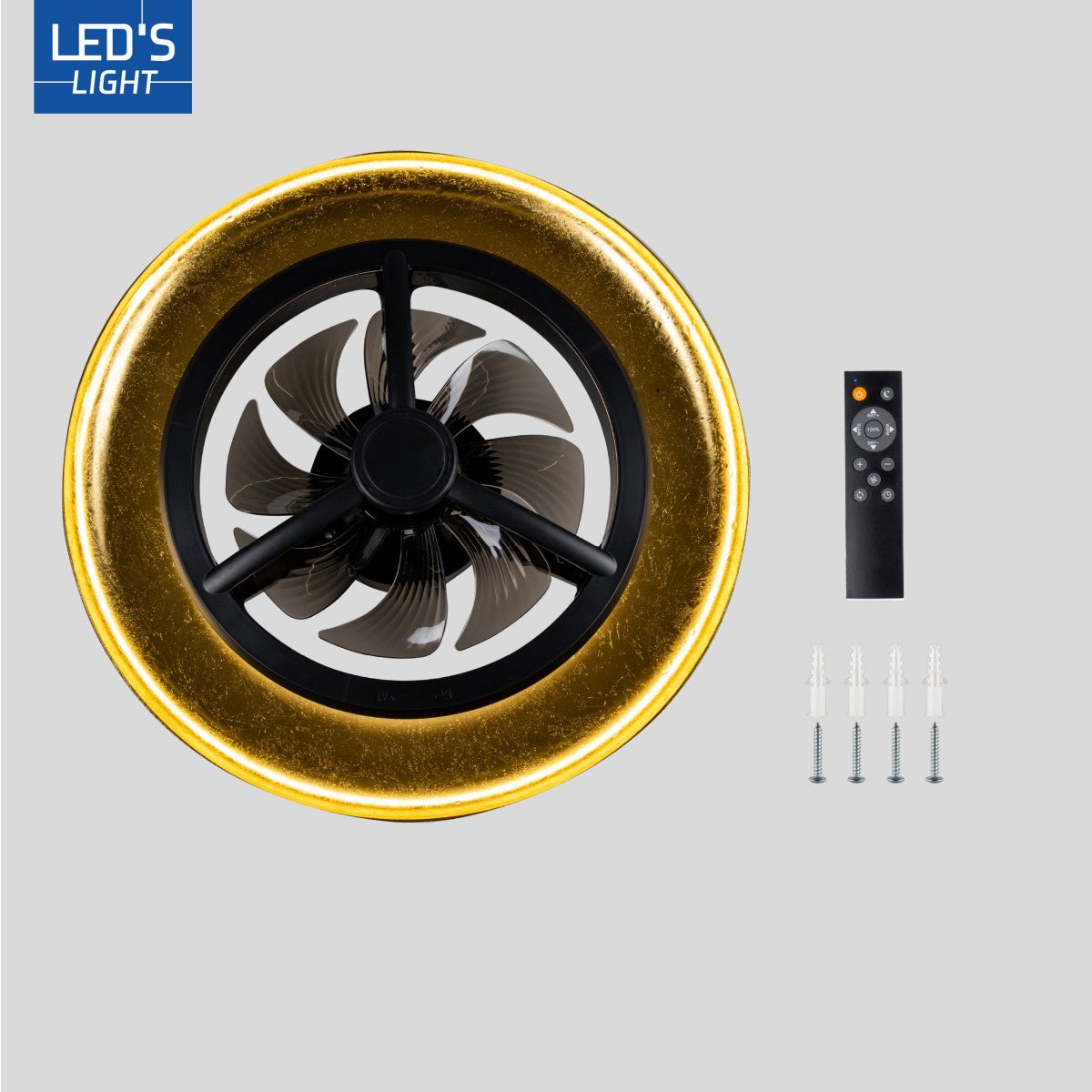 LED's Light Plafondventilator met lamp Goud met Zwart 55W 4300lm 1800K/4000K 55cm Plafondventilatoren LED.nl