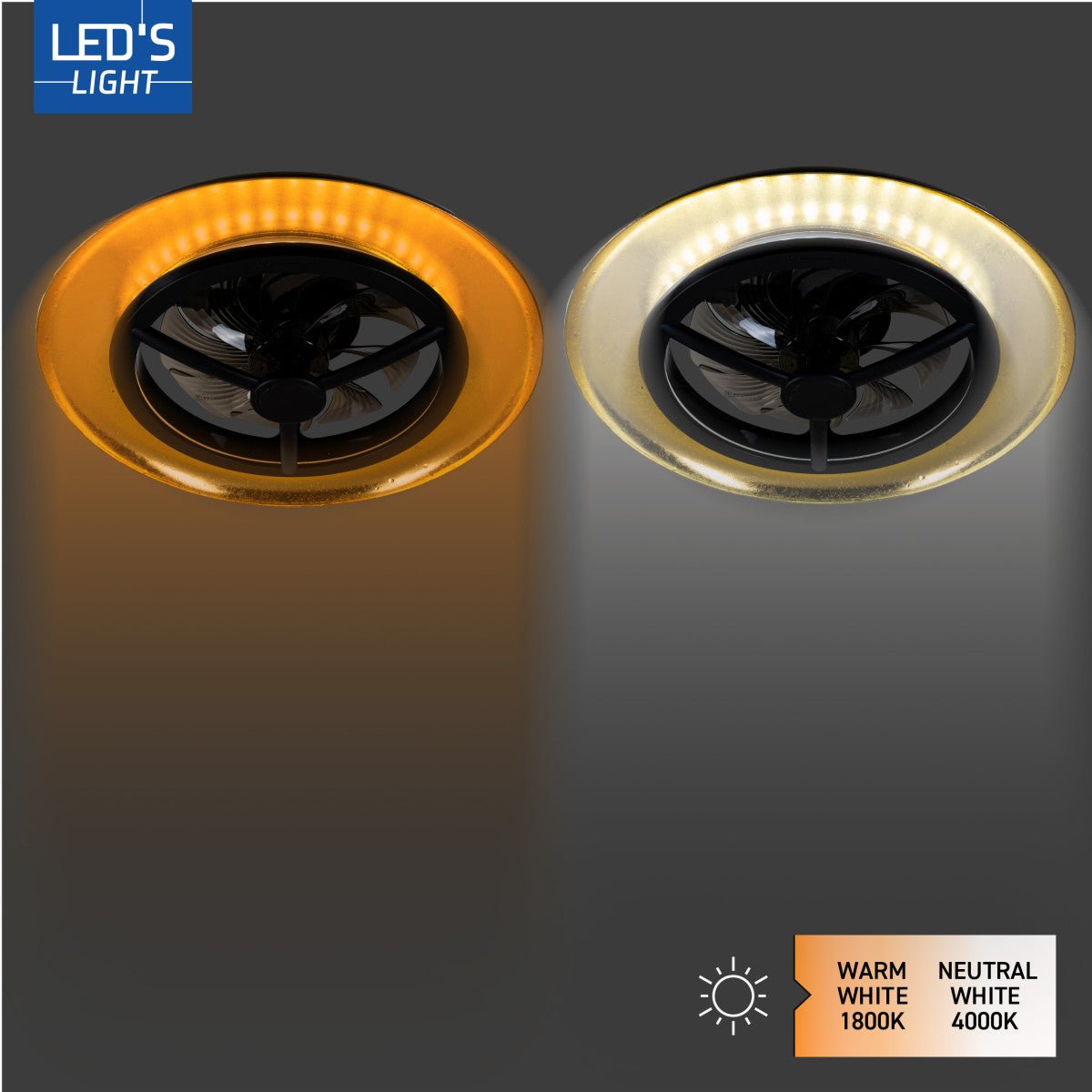 LED's Light Plafondventilator met lamp Goud met Zwart 55W 4300lm 1800K/4000K 55cm Plafondventilatoren LED.nl