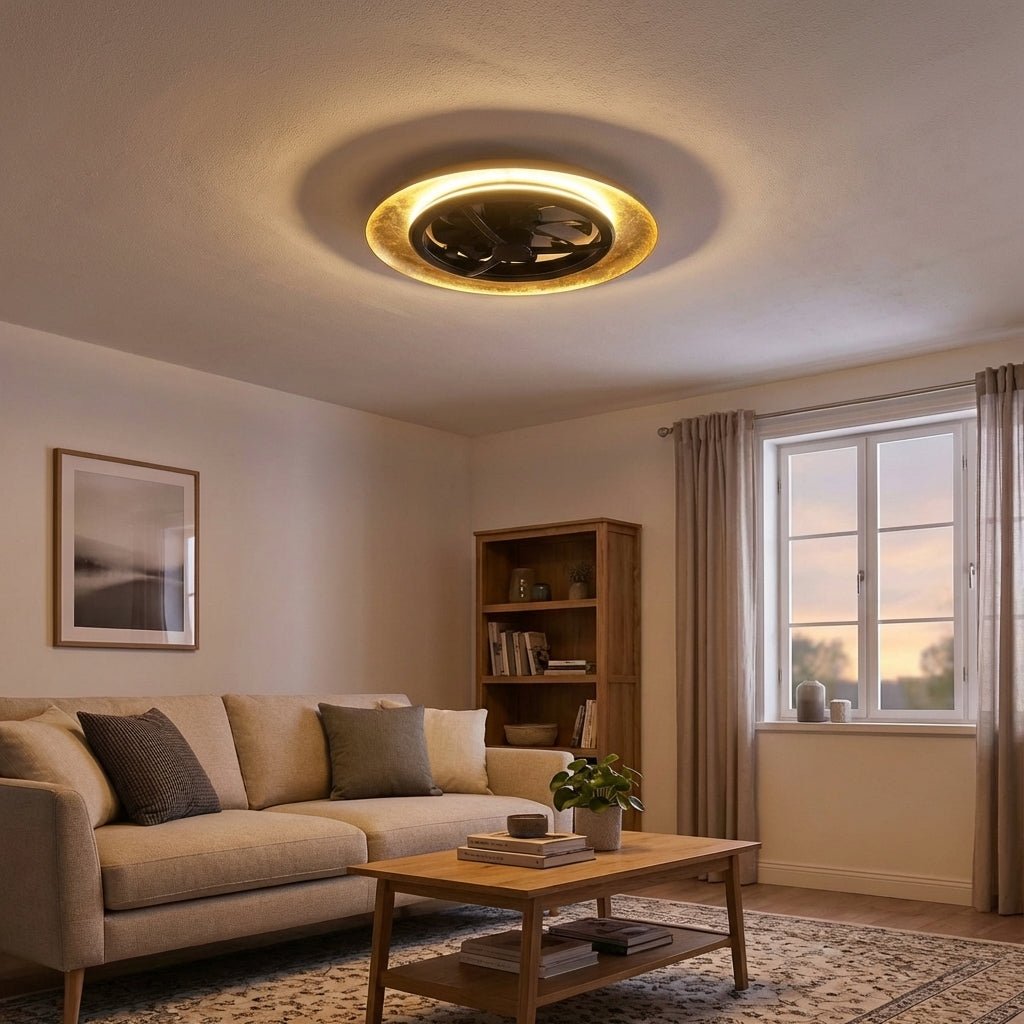 LED's Light Plafondventilator met lamp Goud met Zwart 55W 4300lm 1800K/4000K 55cm Plafondventilatoren LED.nl