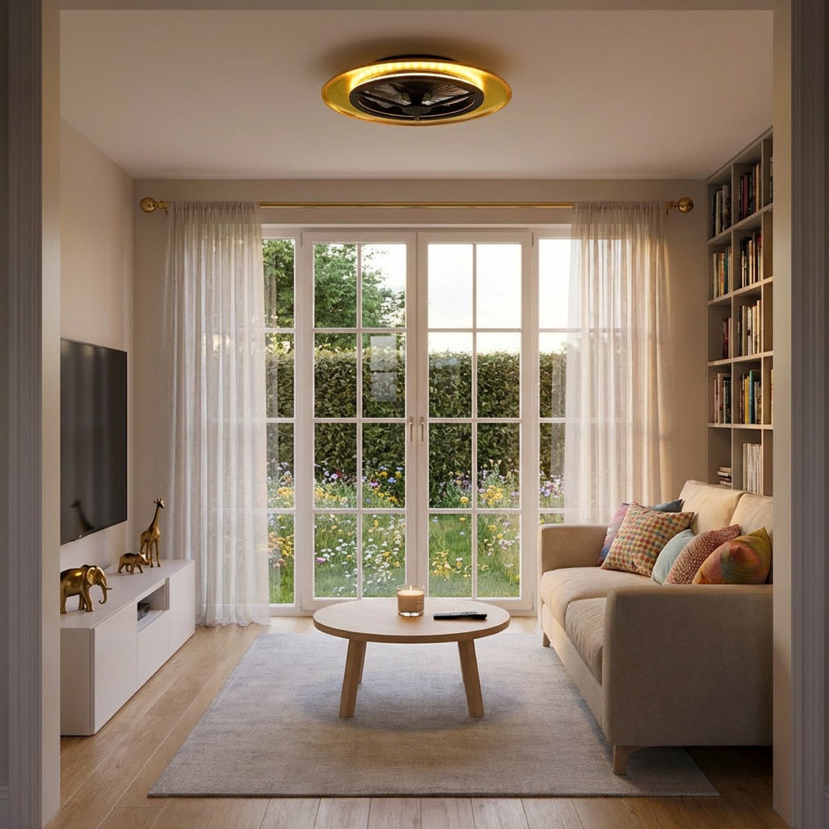 LED's Light Plafondventilator met lamp Goud met Zwart 55W 4300lm 1800K/4000K 55cm Plafondventilatoren LED.nl