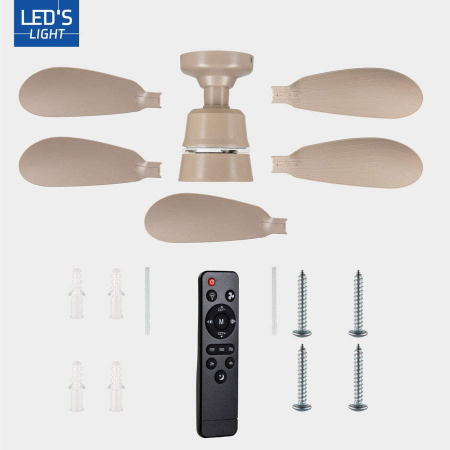 LED's Light Plafondventilator met lamp Taupe 25W 2600lm 2200K/6500K - 53cm Plafondventilatoren LED.nl