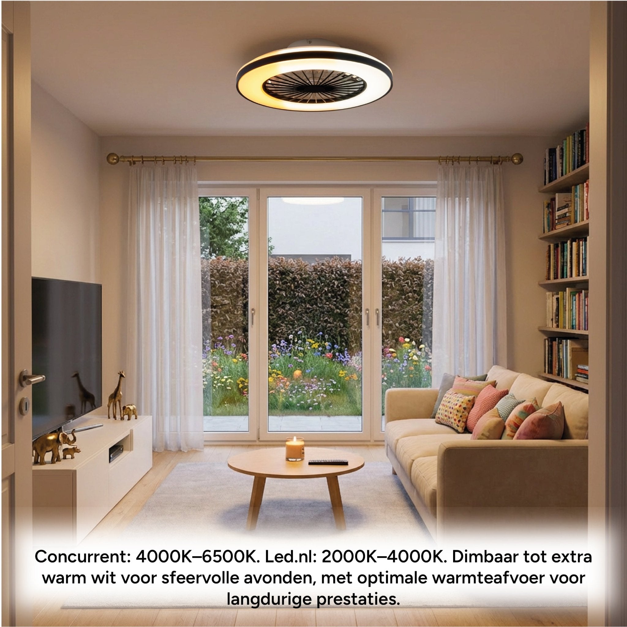 LED’s Light plafondventilator met verlichting 48 cm – Ventilatiesnelheid en bediening met afstandsbediening - Zwart Plafondventilatoren LED.nl