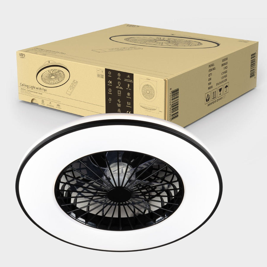 LED-Deckenventilator mit Beleuchtung, Schwarz – 48,5 cm - LED.de