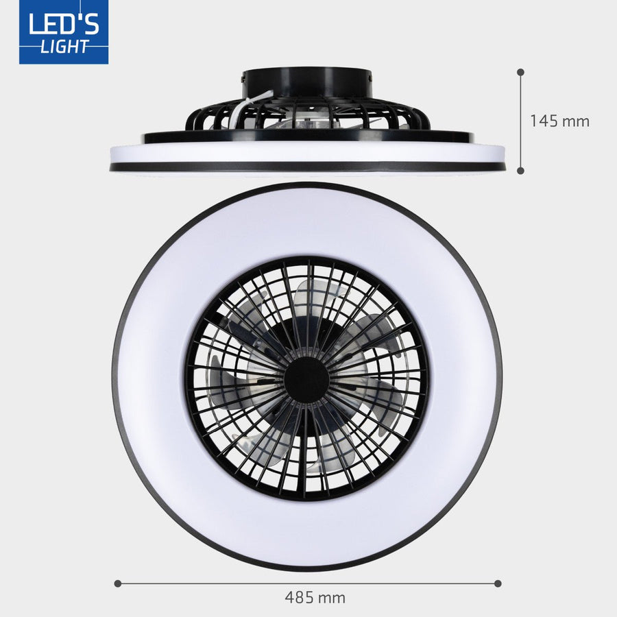 LED-Deckenventilator mit Beleuchtung, Schwarz – 48,5 cm - LED.de