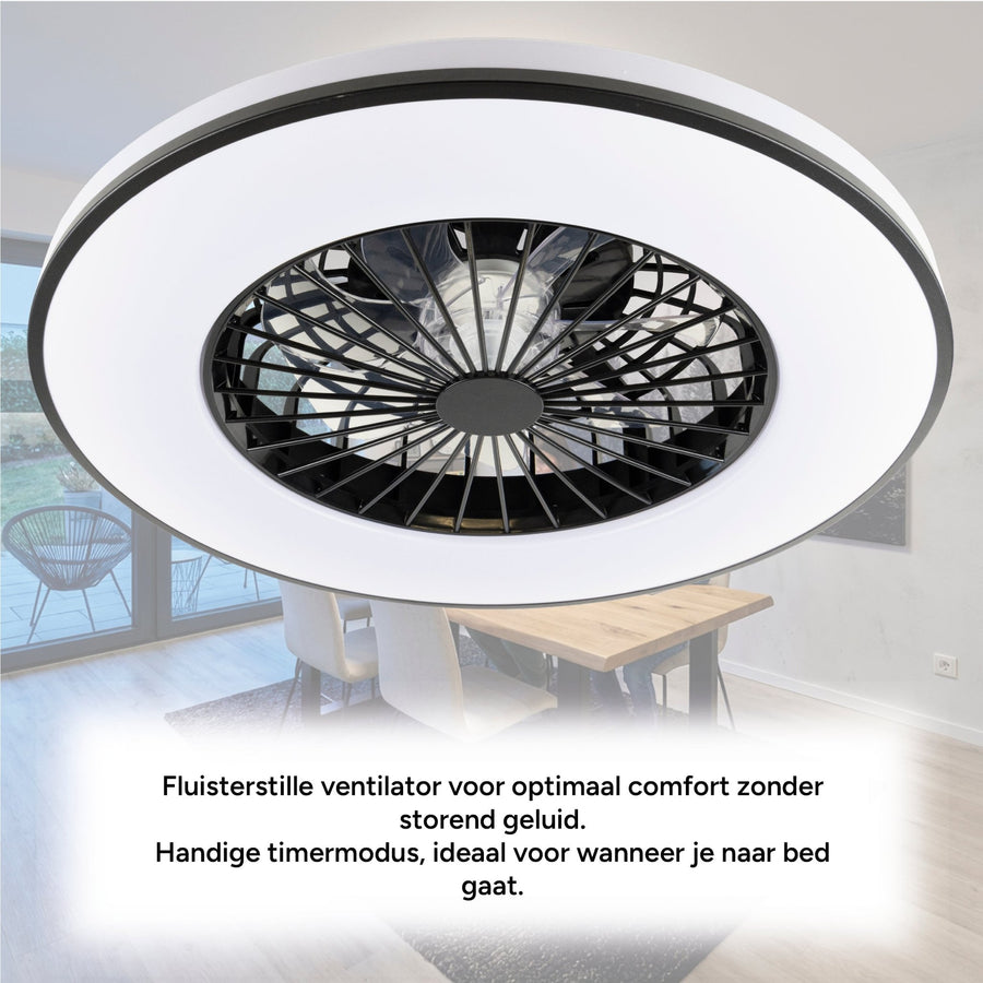 LED-Deckenventilator mit Beleuchtung, Schwarz – 48,5 cm - LED.de