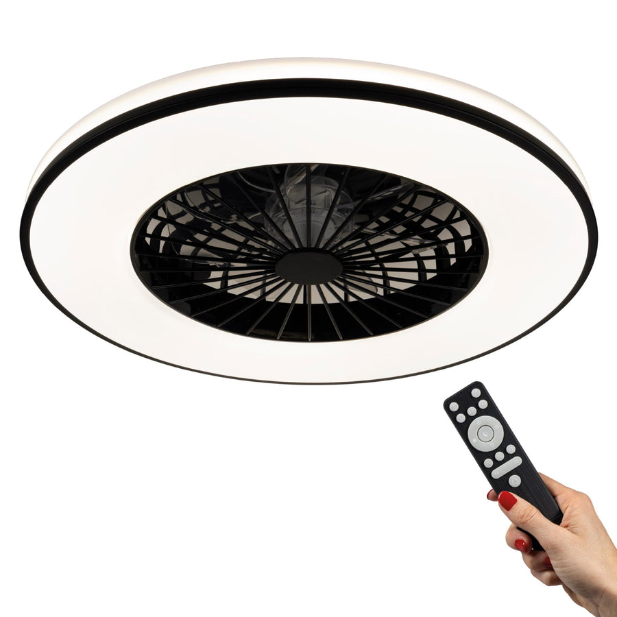 LED-Deckenventilator mit Beleuchtung, Schwarz – 48,5 cm - LED.de