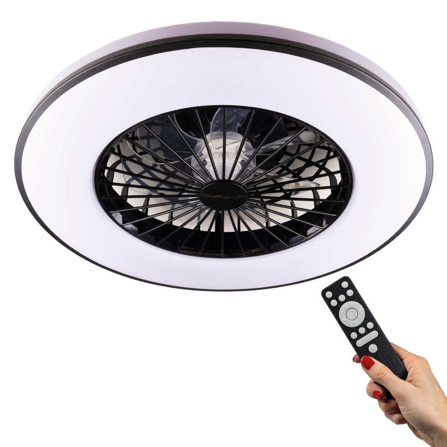 LED-Deckenventilator mit Beleuchtung, Schwarz – 48,5 cm - LED.de