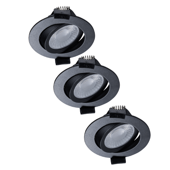 LED's Light PRO - 3 PACK - downlight inbouwspot Ø 68mm - Kantelbaar - Spatwaterdicht - Dim to Warm - Zwart - LED.nl
