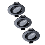 LED's Light PRO - 3 PACK - downlight inbouwspot Ø 68mm - Kantelbaar - Spatwaterdicht - Dim to Warm - Zwart - LED.nl