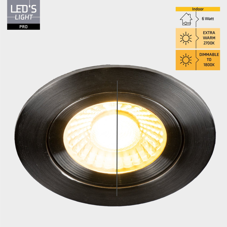 3 PACK - LED's Light PRO downlight inbouwspot Ø 68mm - Kantelbaar - Spatwaterdicht - Dim to Warm - RVS Inbouwspots LED.nl