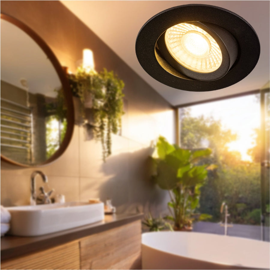 LED's Light PRO downlight inbouwspot Ø 68mm - Kantelbaar - Spatwaterdicht - Dim to Warm - Zwart Inbouwspots LED.nl