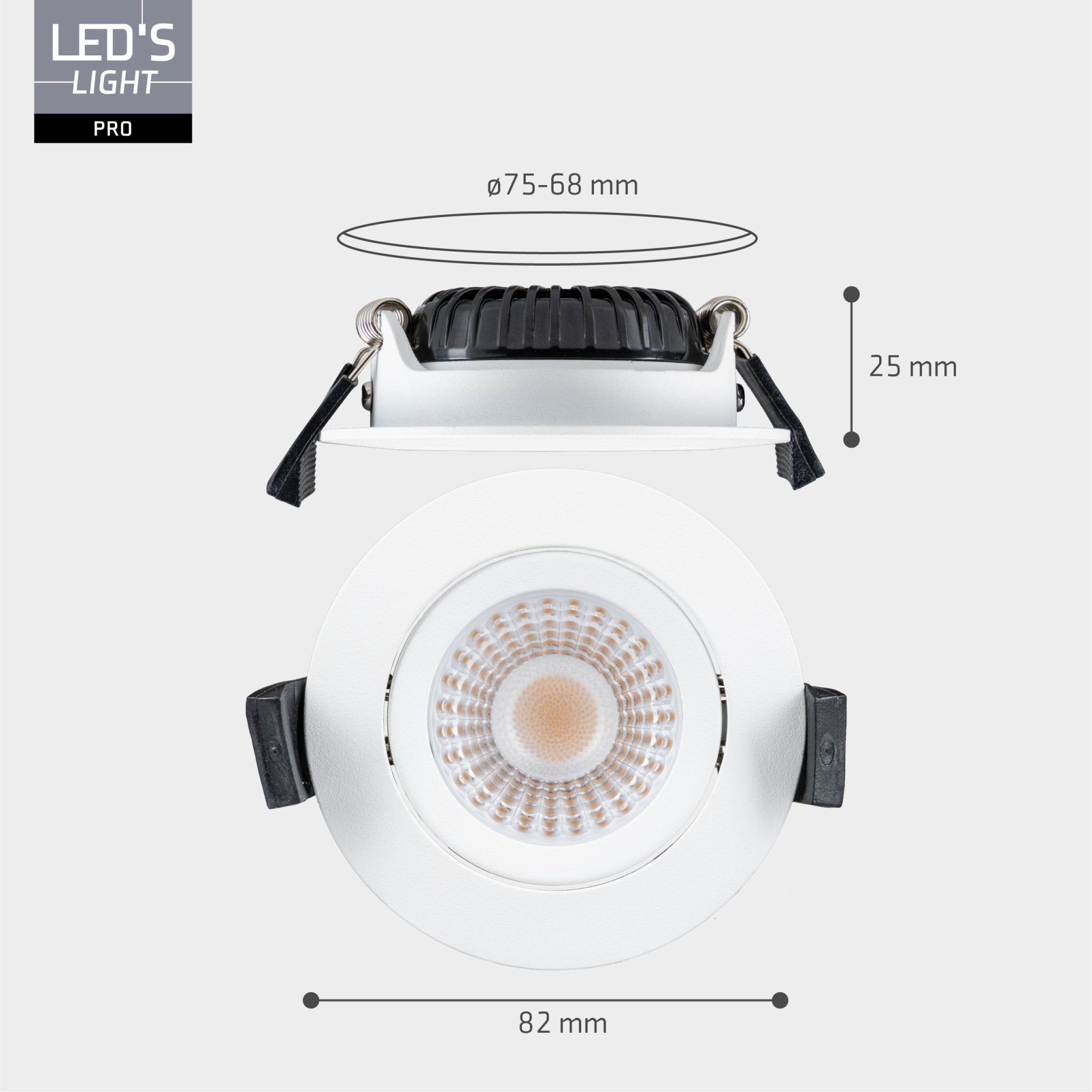 LED's Light PRO downlight inbouwspot Ø 68mm - Spatwaterdicht - Dimbaar - Universeel - Wit - LED.nl