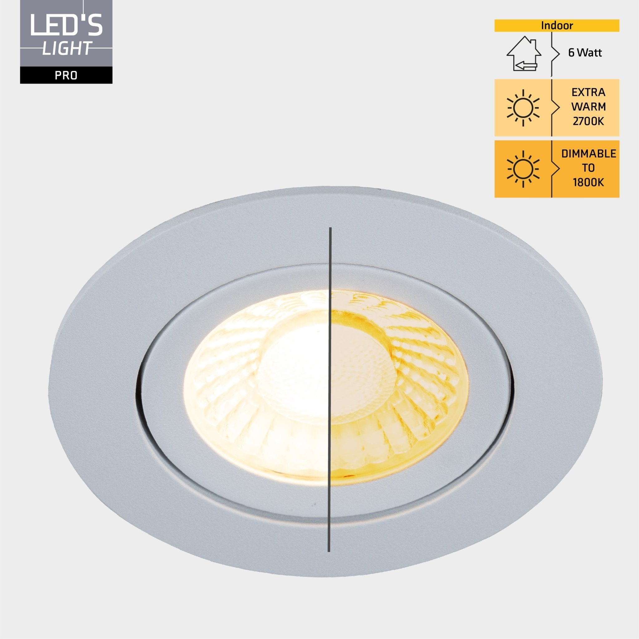 LED's Light PRO downlight inbouwspot Ø 68mm - Spatwaterdicht - Dimbaar - Universeel - Wit - LED.nl