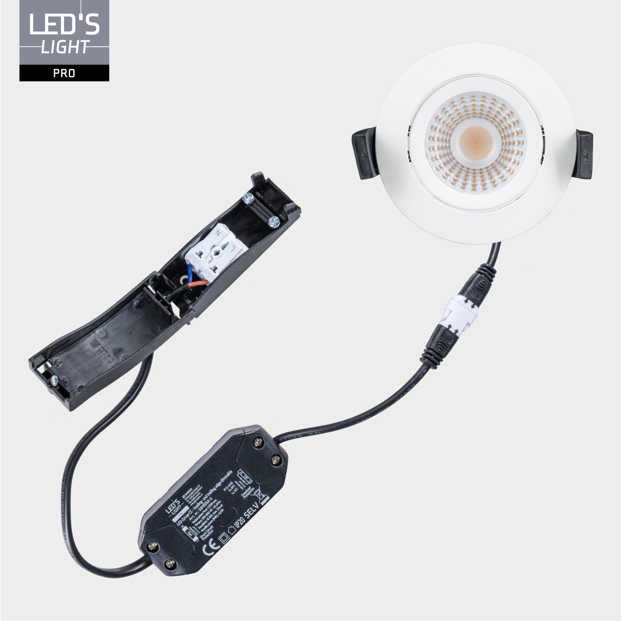 LED's Light PRO downlight inbouwspot Ø 68mm - Spatwaterdicht - Dimbaar - Universeel - Wit - LED.nl