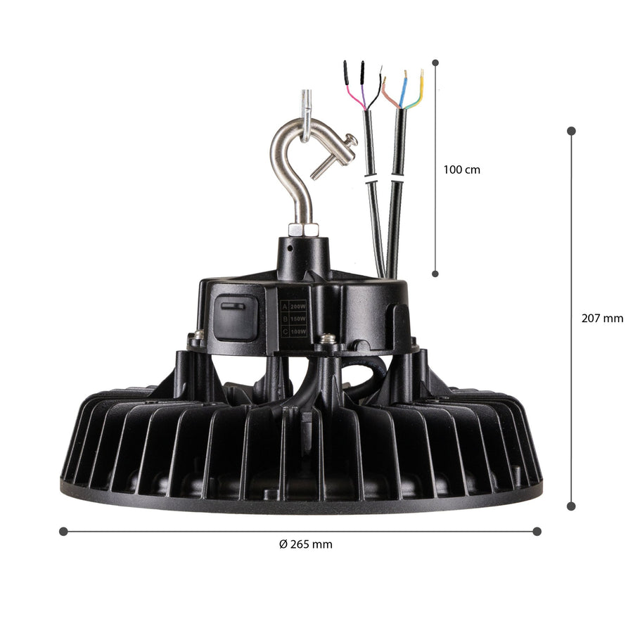 LED's Light pro 200W DLG High bay 30000lm 3000K/4000K/5000K - Lumileds LED - Sosen Driver D mark High bays LED.nl