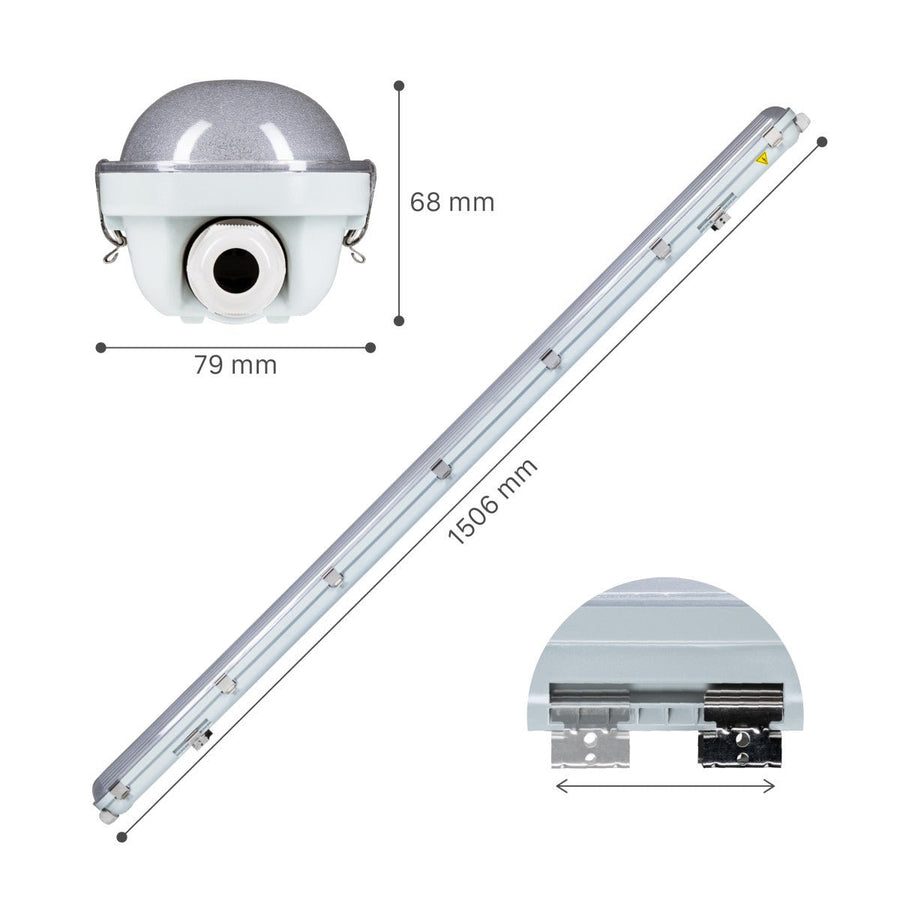 4 PACK - LED's Light PRO Philipps LED TL armatuur 150 cm - Met noodaccu - 185lm/w - Energielabel B - 47W 7200lm 4000K LED.nl