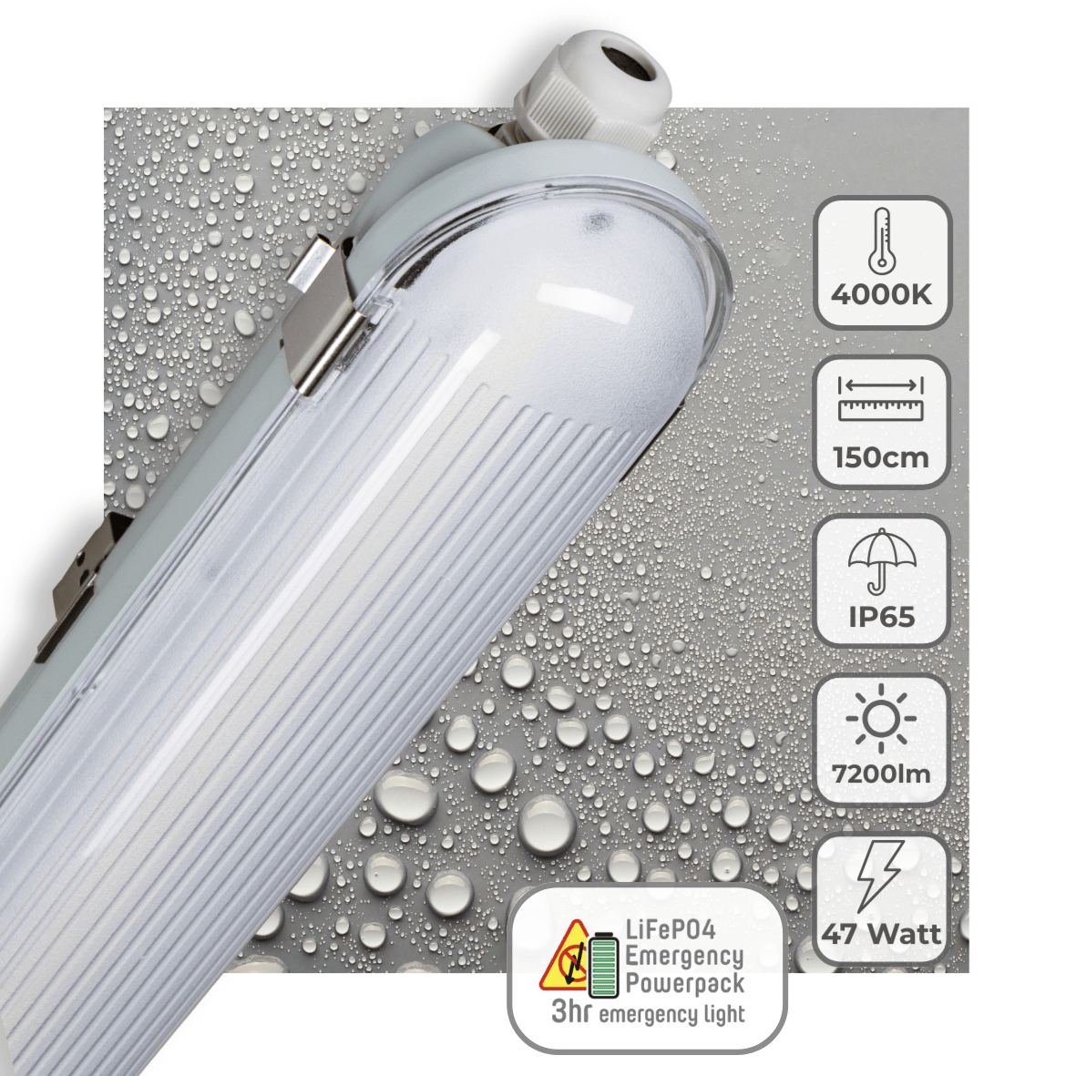 LED's Light PRO LED TL armatuur 150 cm - Met noodaccu - 4 lichtstanden - 47W - LED.nl