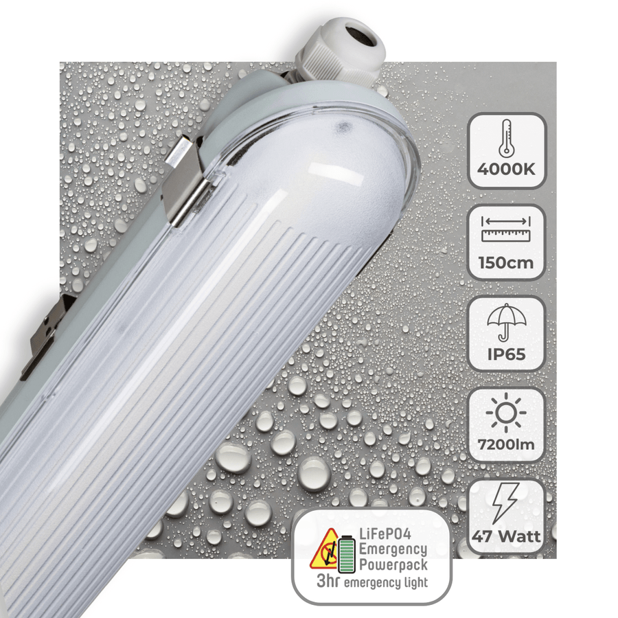 LED's Light PRO Philips LED TL armatuur 150 cm - Met noodaccu - 185lm/w - Energielabel B - 47W 7200lm 4000K LED.nl
