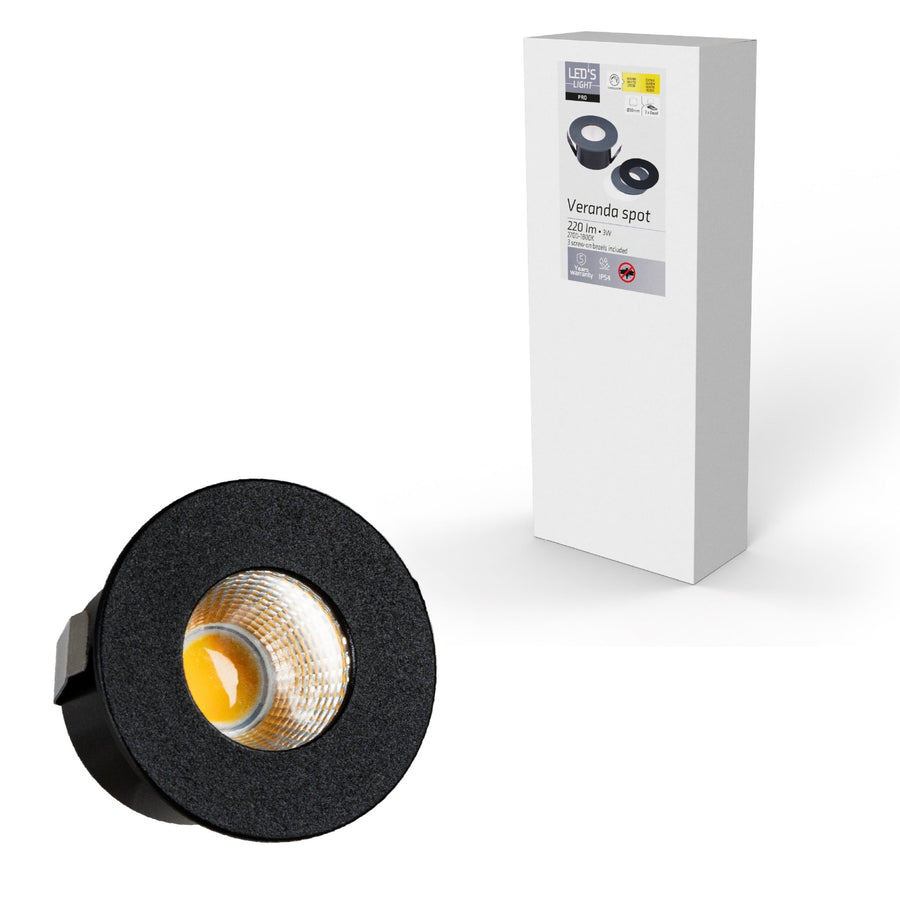 LED's Light PRO mini inbouwspot 3 cm - Voor overkapping, veranda's en inbouwplafonds - Dimbaar - 3 Kleuren plaatjes Inbouwspots LED.nl